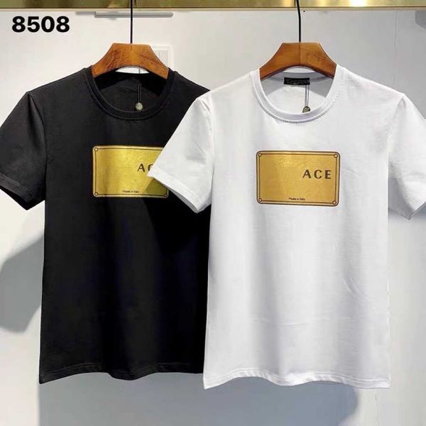 

fashion mens designer t shirt womens gold letter print short sleeve round neck cotton tees polo plus size s-5xl hpt5, White;black