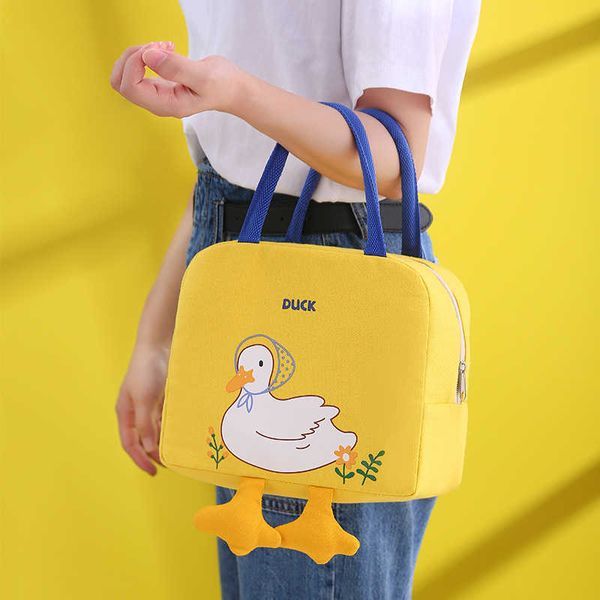 

ice packs/isothermic bags cute cartoon duck lunchbox for kids funny women work thermal lunch bags retain freshness insulated bento handbags