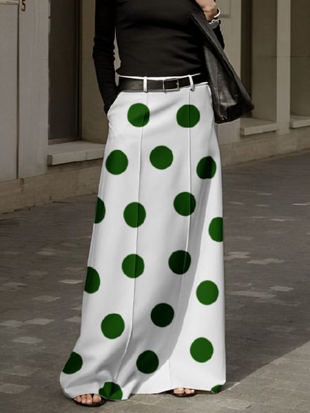 

skirts yeezzi female fashion high waisted polka dot maxi bottoms 2023 summer casual going out long for women 230424, Black