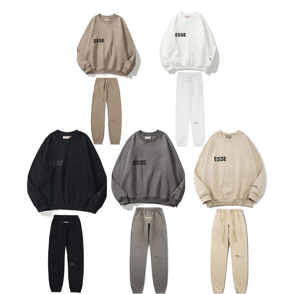 

2023 hoodies fashion high street brand ess tracksuit pants two-piece set thread chest print men's and women's hoodies sweater, Gray