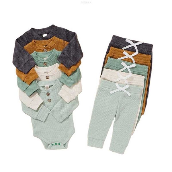 

clothing sets 2pcs wholesale winter baby clothes solid elastic long sleeve bodysuits pants, White