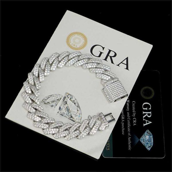 

fine jewelry bracelets bangles s925 miami 13mm moissanite diamond iced out mens cuban link bracelet designer jewelry, Silver