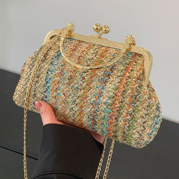 

evening bags straw for summer beach shoulder women vacation luxury designer handbags trend female handbag color crossbody 230424