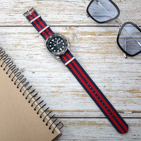 

nylon watch band 20mm army sports strap fabric wristband belt for 007 james bond 5 rings watch bands, Black;brown