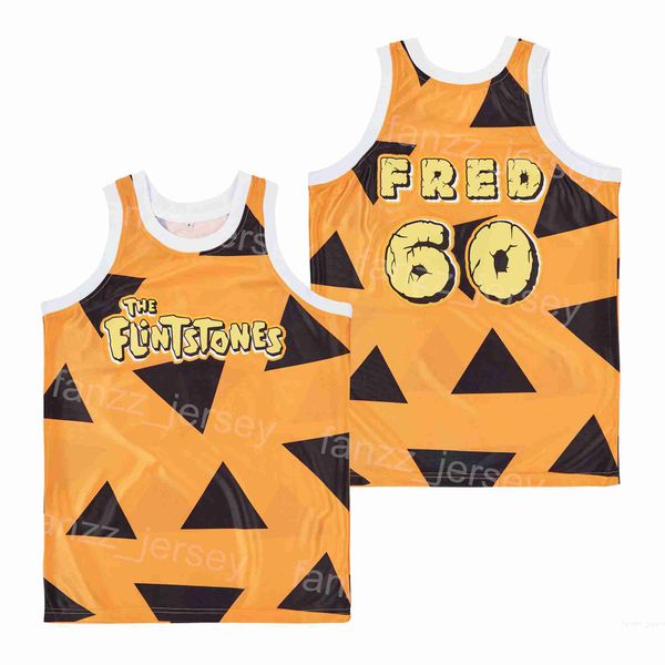

film the flintstones 60 fred jersey movie basketball 90s high school breathable retro team yellow hiphop for sport fans pure cotton college, Black