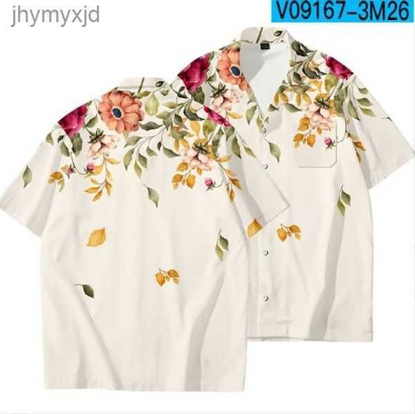 

men flower printed short sleeve turn down collar shirt loose blouse summer hawaiian camisa 2 39z1, White;black