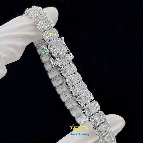 

hip hop jewelry wholesale silver bracelet vvs moissanite diamond baguette tennis bracelet 925 silver men bracelet