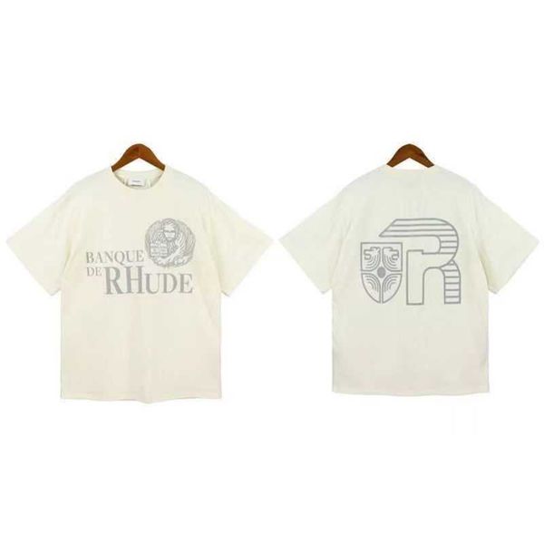 

2023 craftsmanship rhude mens t shirts summer fashion designer tshirts street casual short sleeve beach style tees cotton printing418, White;black