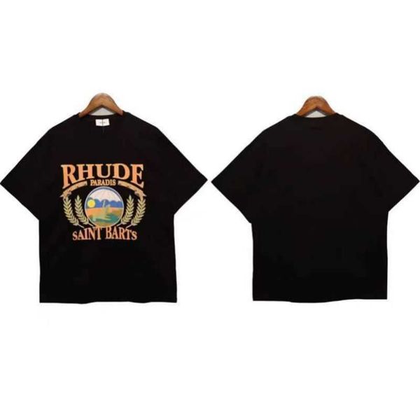 

2023 craftsmanship rhude mens t shirts summer fashion designer tshirts street casual short sleeve beach style tees cotton printing174, White;black