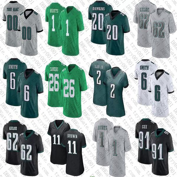 

custom jalen hurts aj brown devonta smith football jerseys jason kelce lane johnson darius slay jr brandon graham haason reddick kenneth gai, Black;red