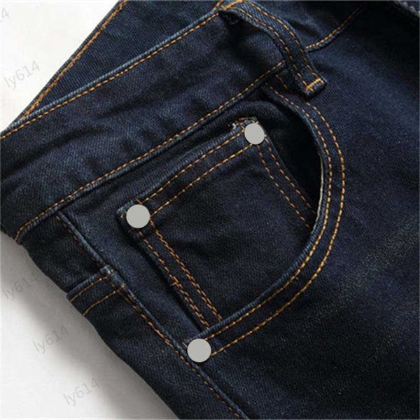 

mens jeans luxury drill decoration regular version type casual joker jean custom fabric solid color slim high waist denim trousers jeans for, Blue