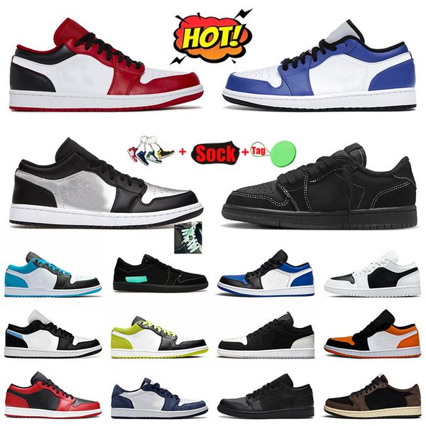 

fashion jumpman 1 low basketball shoes black phantom aluminum astrograbber hyper royal laser blue 1s starfish triple black men women trainer
