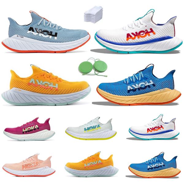 

hoka one one carbon x3 men women running shoes sneaker billowing sail festival fuchsia radiant blue coral black fire red midnight mens train
