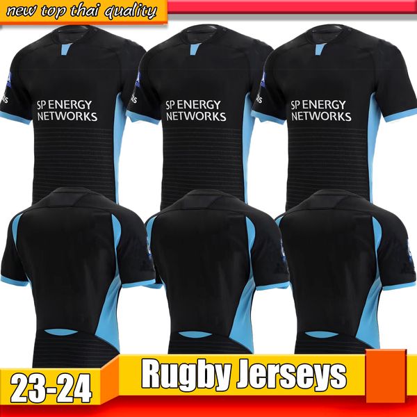 

glasgow warriors rugby jersey shirt custom name and number jerseys black home big international league size 5xl rugby shirt 22 rugby shirts, Black;gray