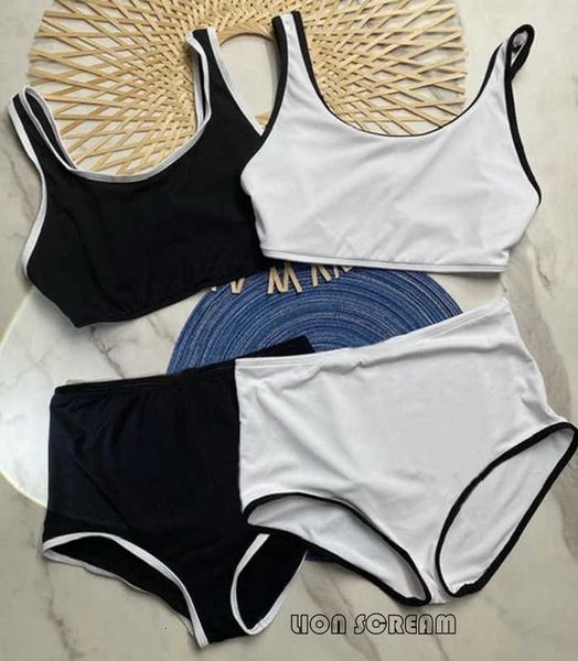 

brazilian sport bikinis set high waist designer swimwear women biquinis 2022 brand bathing suit ribbing swimsuits xl with tags female maillo, White;black