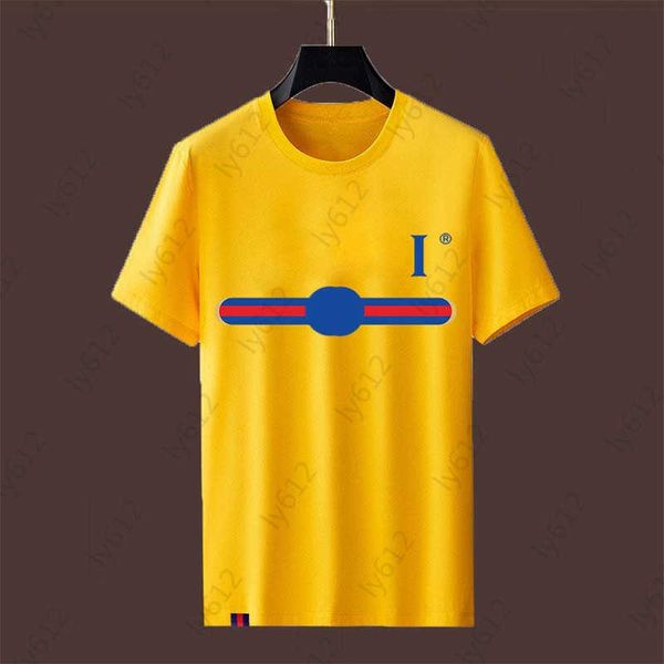 

mens yellow t shirt designer summer classic fashion casual loose color patchwork three-dimensional logo printing pure cotton round neck shor, White;black