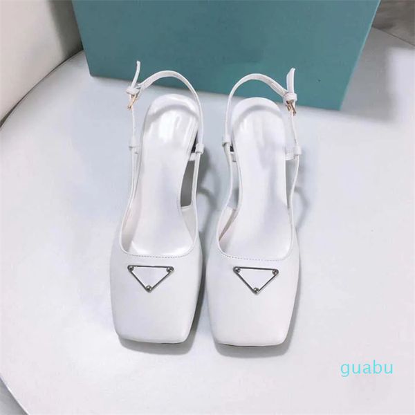 

designer square head sandal metal triangle women high-heeled sandal luxury leather simple women comfort sandals fashion leisure shoes, Black