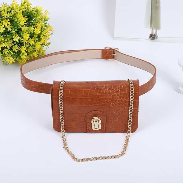 

totes designer women's waist pack crocodile pu leather belt bags female funny pack chain shoulder bag phone purses crossbody chest bag