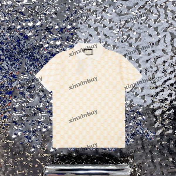 

xinxinbuy men designer tee t shirt 23ss paris jacquard letter fabric short sleeve cotton women black brown blue khaki s-2xl