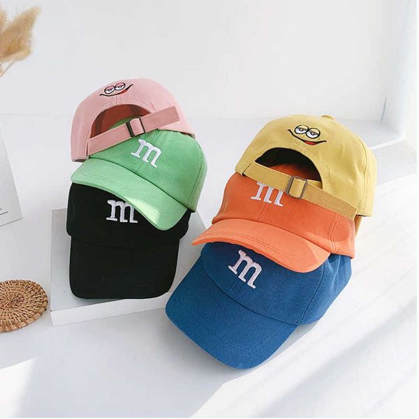 

autumn winter warm baseball cap children's hat for lovely baby cotton breathable kids hats girl boy caps m letter embroidered p230424, Yellow