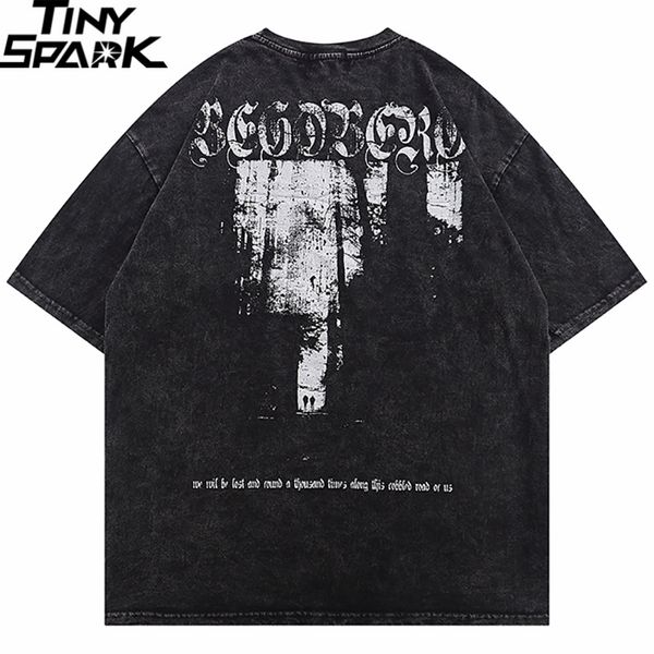 

mens tshirts hip hop streetwear washed tshirt graphic printed t shirt 2023 men harajuku cotton casual tshirt summer short sleeve tees 23042, White;black