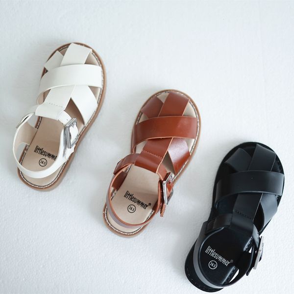 

sandals genuine leather baby boy's sandals cowhide summer girls casual shoes non-slip children's beach sandals 230425, Black;red