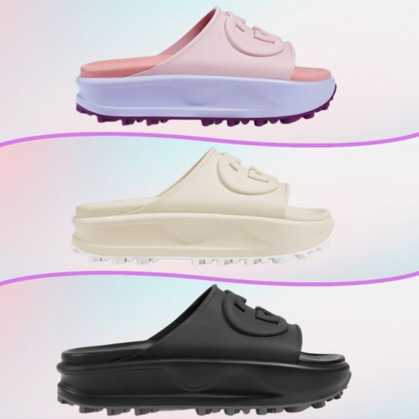 

2023 g women's slippers summer sandals shoe men's luxury designer sandal thick sole sandals flat shoes fashion shoes women's, Black