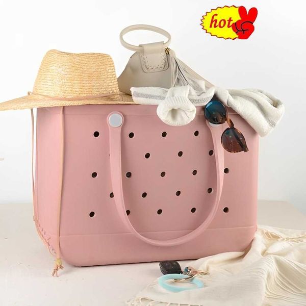 

large beach bag summer eva basket women rubber picnic beach tote bag with waterproof handbag pouch shopping shoulder bag