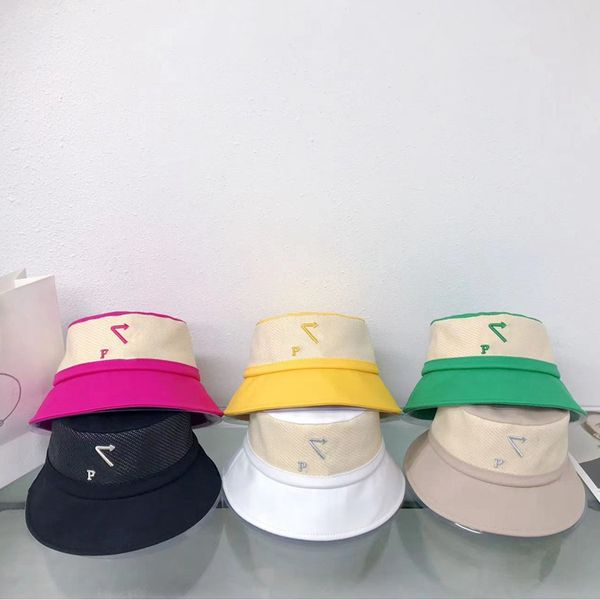 

23 luxury designer bucket hats collision color fisherman cap casquette splicing geometric triangle cap for women and men fashion sunscreen u, Blue;gray