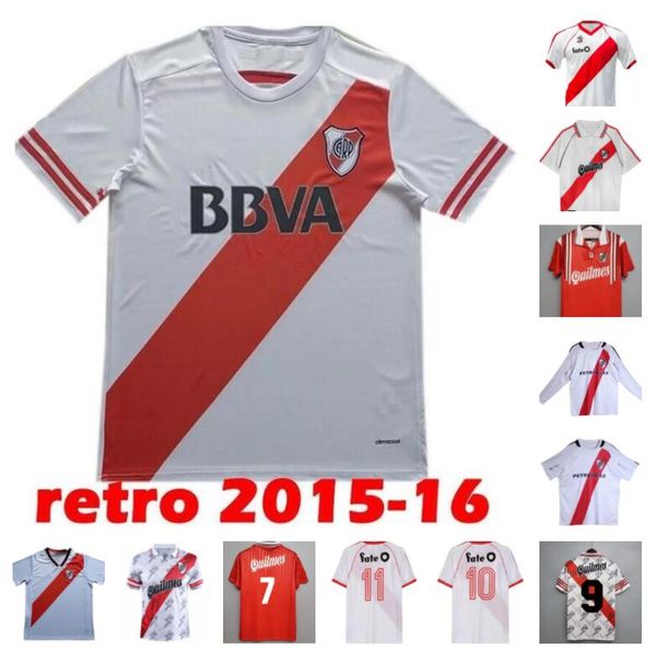 

retro soccer jerseys 95 96 river plate 1995 1996 caniggia salas crespo francescoli d.trezeguet vintage football camiseta classic shirt kit 9, Black;yellow