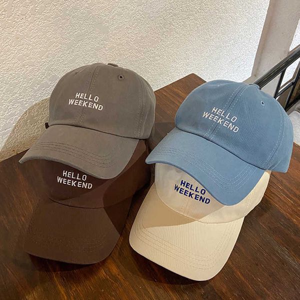 

caps hello weekend letter embroidery women men snapback hats 2023 outdoor girls boy sun baseball hat p230424, Yellow