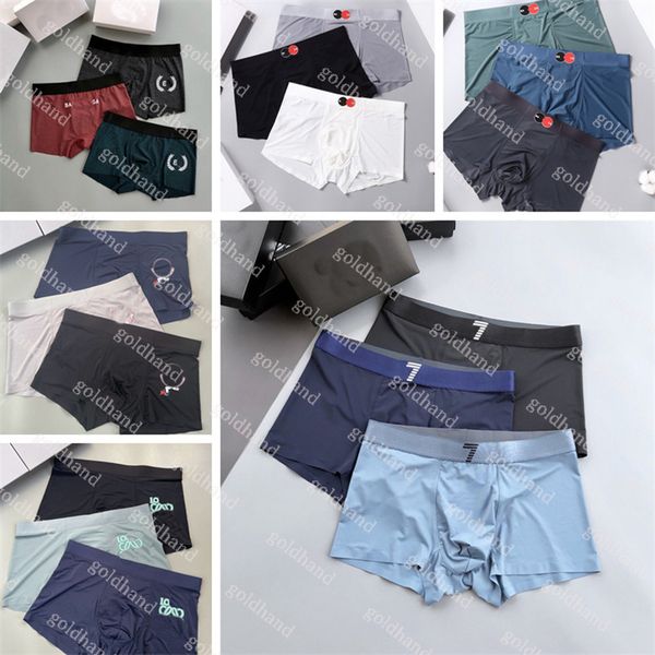 

designer brand mens underpants luxury underwear wear classic men summer sports breathable boxers ice silk underpants, Black;white