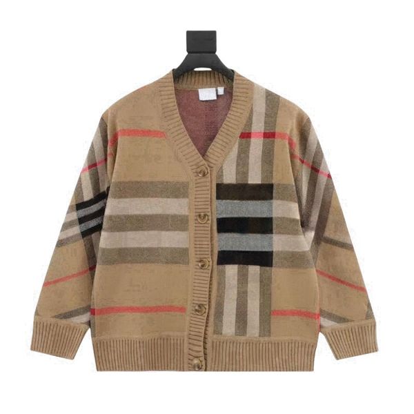 

Women's sweater women jacket cashmere cardigan mid-length knitted V-neck loose striped sweater thin ladies trench coat