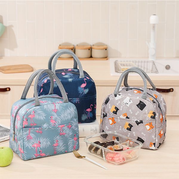 

fashion pattern cooler lunch bag insulated thermal food portable lunch box functional food picnic lunch bags for women kids k0702
