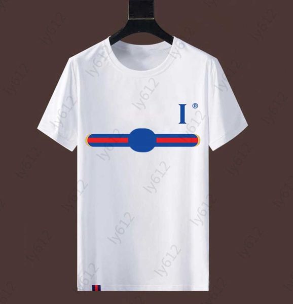 

mens designer white spring summer cotton fashion casual loose classic luxury round neck t-shirt brand stitching color printing design male, White;black