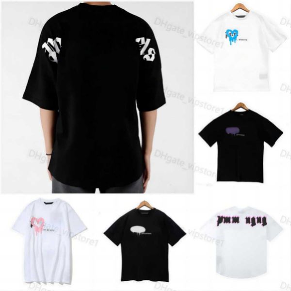 

23ss summer mens palm t shirt graffiti t-shirt palms palmangel city designer limited inkjet graffiti letter printing men's women's, White;black