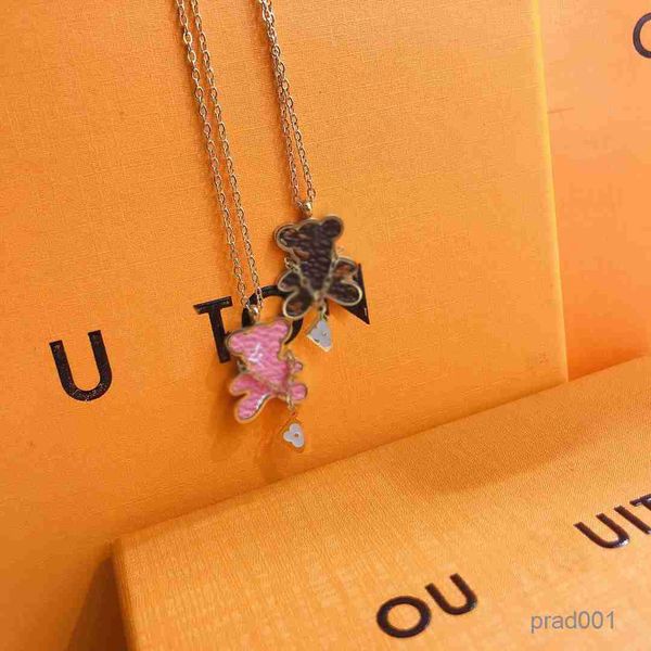 

fashion exquisite bear necklace luxury cute pendant necklaces designer jewelry long chain popular fashion brand selected gift for women stud, Silver