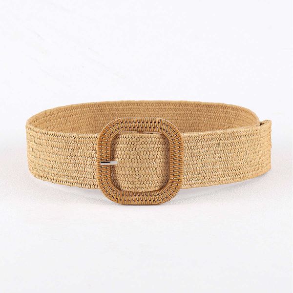 

belts ikat pinggang kepang elastis gesper persegi bohemian antik gaun ikat pinggang jerami palsu tenunan linen liar musim panas wanita dekor, Black;brown