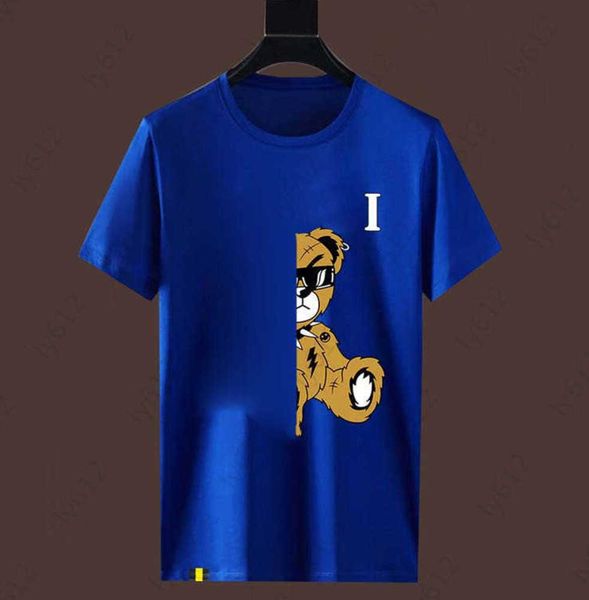 

blue designer mens t-shirts spring summer classic fashion casual loose luxury stereoscopic brown bear round neck short sleeve men clothes 0, White;black