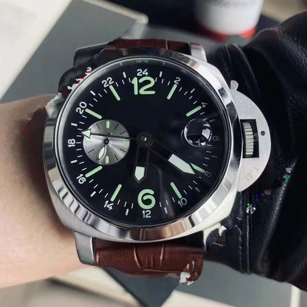 

men's black dial automatic movement mechanical office leather strap and rubber strap calendar underwire business men's watch, Slivery;golden