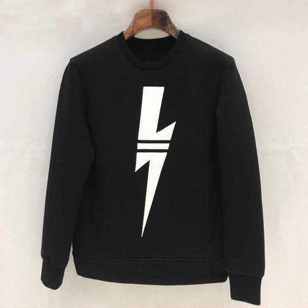 

neil barrett niobennett nb broken lightning print high street round neck long sleeve sweater fashion brand, Black