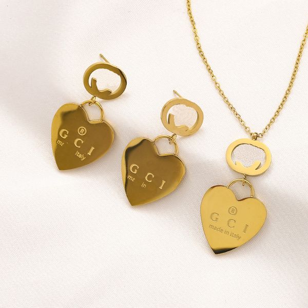 

2023 jewelry set 18k gold neckalce earring set womens love choker pendant necklace spring new stud earrings high sense wedding party jewelry, Black