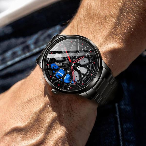 

wristwatches men's watches high-grade genuine wheel watches three-dimensional hollow c63 forging men's watches quartz watch, Slivery;brown