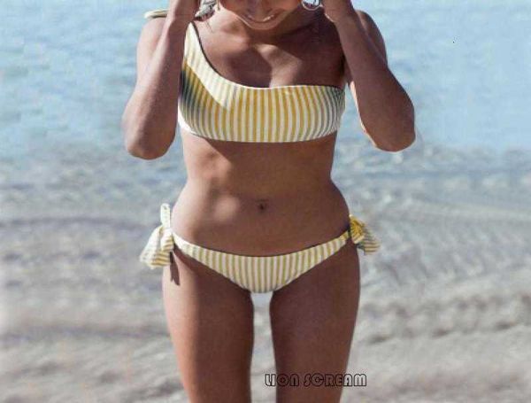 

women s bikini swimwear 2019 women designer swimsuit small fresh stripe single shoulder band split bikini5468505, White;black