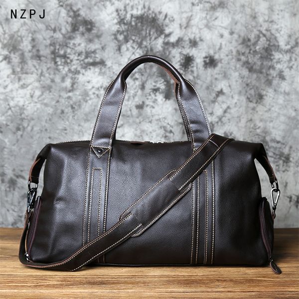 

evening bags nzpj vintage leather men travel natural cowhide handbag casual shoulder messenger computer large capacity luggage 230424