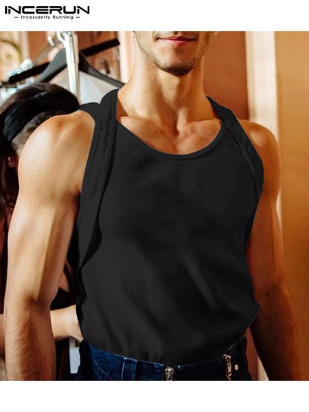 

mens tank casual allmatch men strappy sweat waistcoat fashion leisure male comfortable simple vests s5xl incerun 2023 230425, White;black