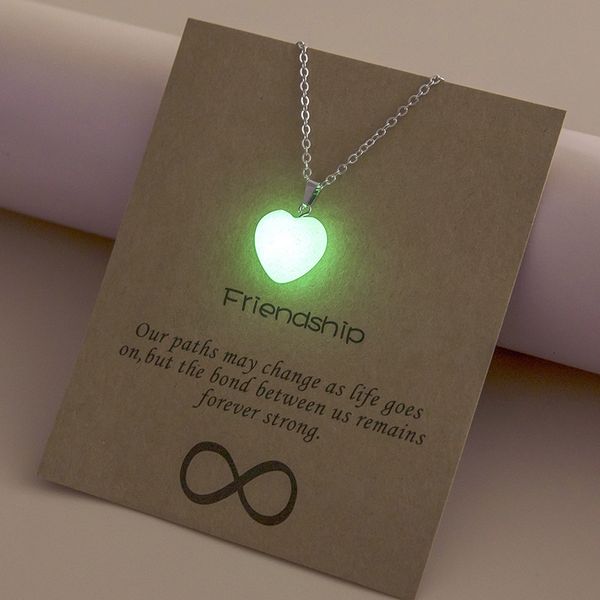 

pendant necklaces simple luminous beads glowing night round star heart glow in the dark for men women hallowen gifts 230424, Silver