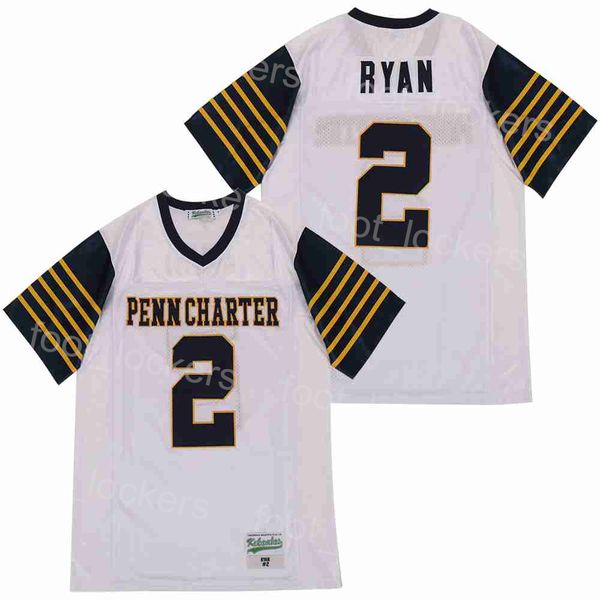 

2 matt ryan high school jersey football william penn charter college breathable pure cotton moive pullover sport embroidery and sewing hipho, Black
