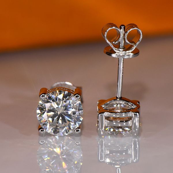 

stud iogou 3mm4mm5mm6.5mm8mm9mm10mm11mm d vvs1 stud earrings 925 silver four claw earrings for women fine jewelry 230425, Golden;silver