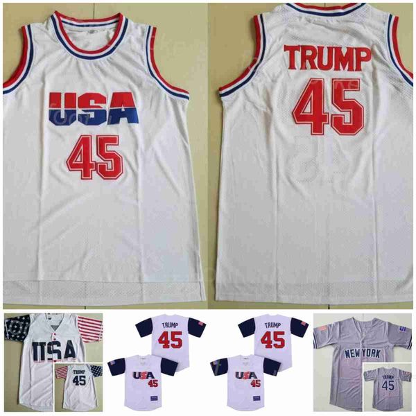 

us moive jerseys baseball film 45 edworder trump new york team white grey all stitched retro cooperstown cool base sport breathable pure cot, Black